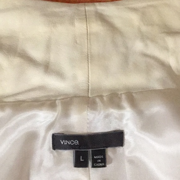 VINCE Womens Moto Vest Small Linen Blend Leather - Picture 3 of 5